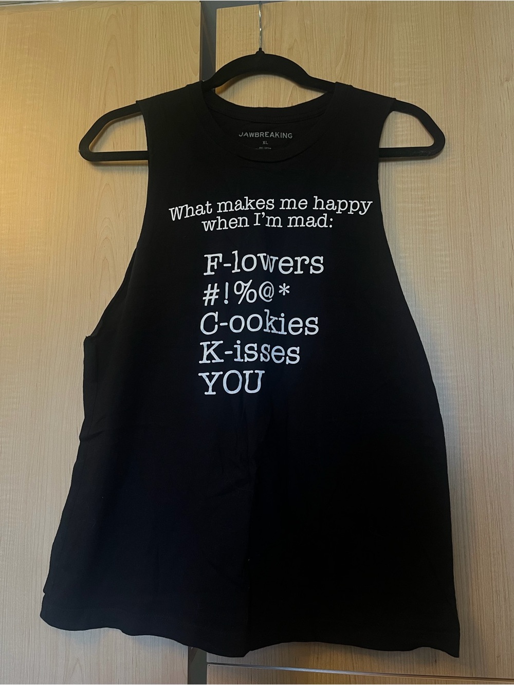 Black Graphic Muscle Tank - 'What makes me happy'